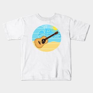 Acoustic Guitar Summer Music Festival Guitarist Musician Vacation Kids T-Shirt